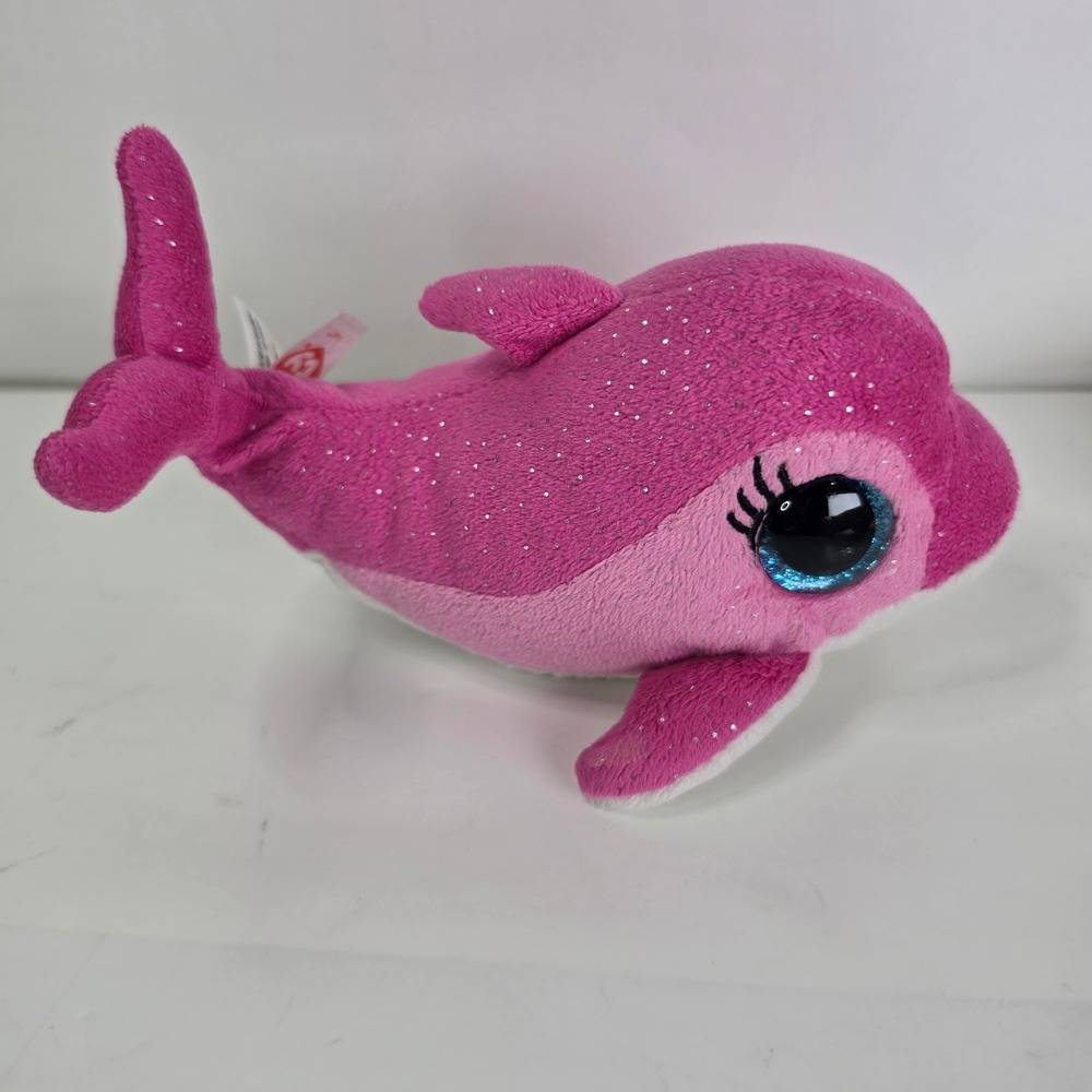 Ty Beanie Boos SURF Pink Dolphin 6" Plush Retired 2013 Glitter Eye Tush Tag Only